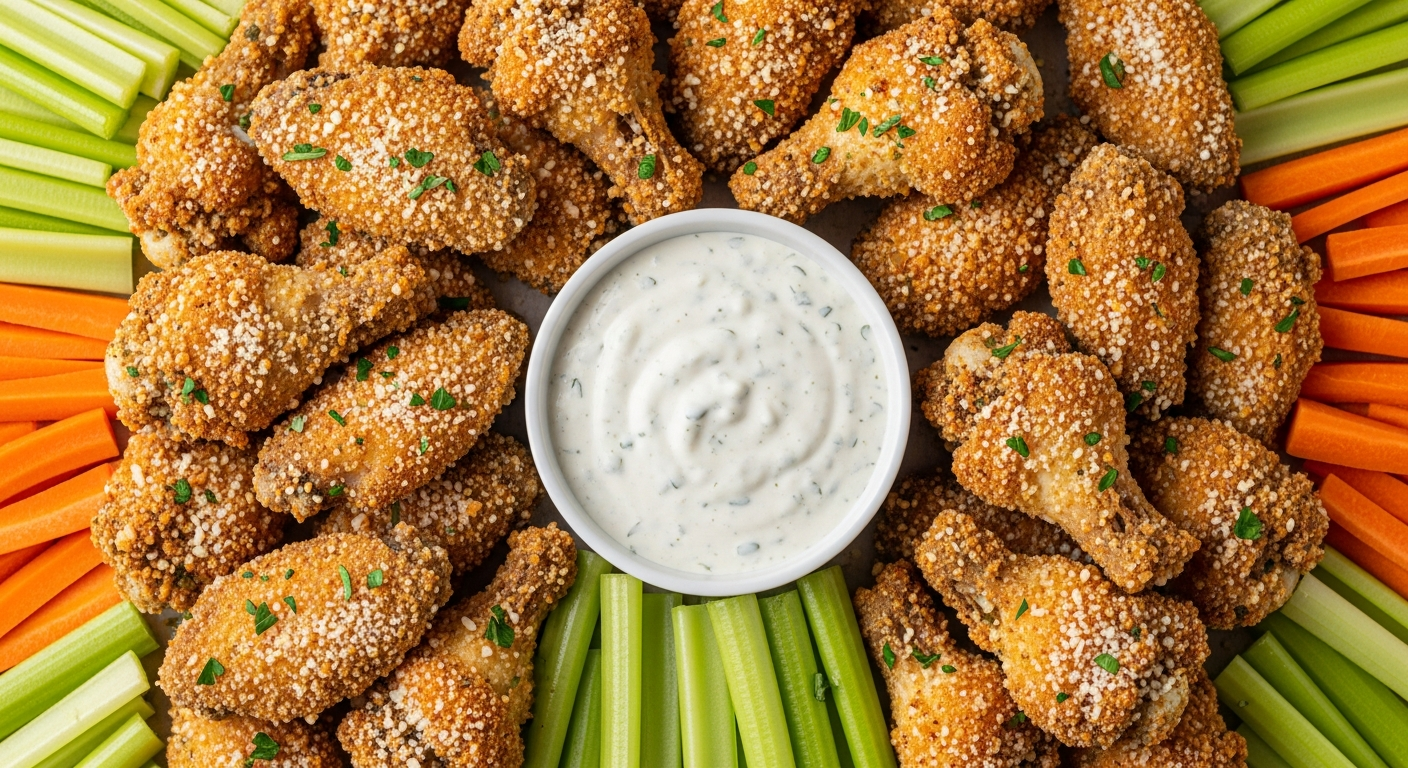 Ranch Wings - creamy herbed air fried wings with ranch coating