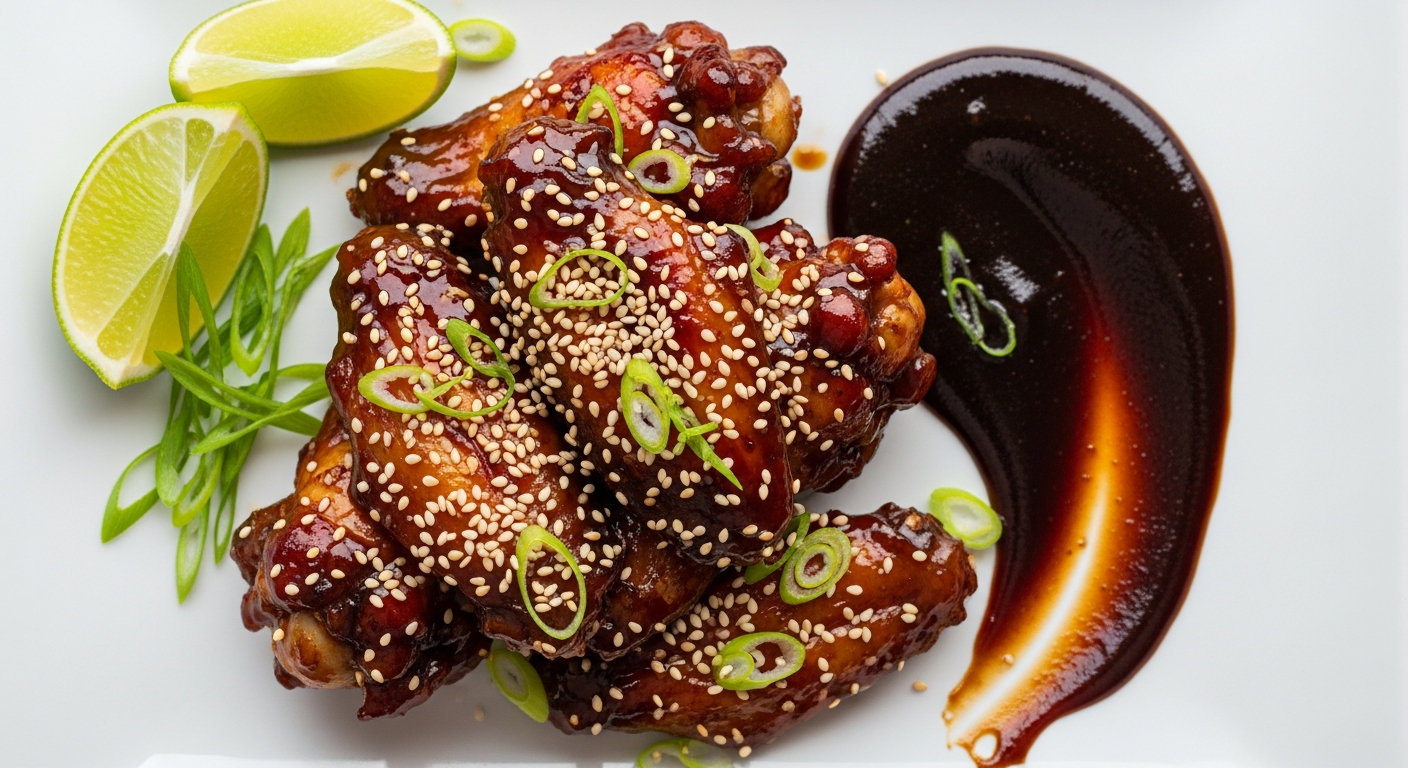 Asian-Style Soy Ginger Wings - umami glazed air fried wings with sesame