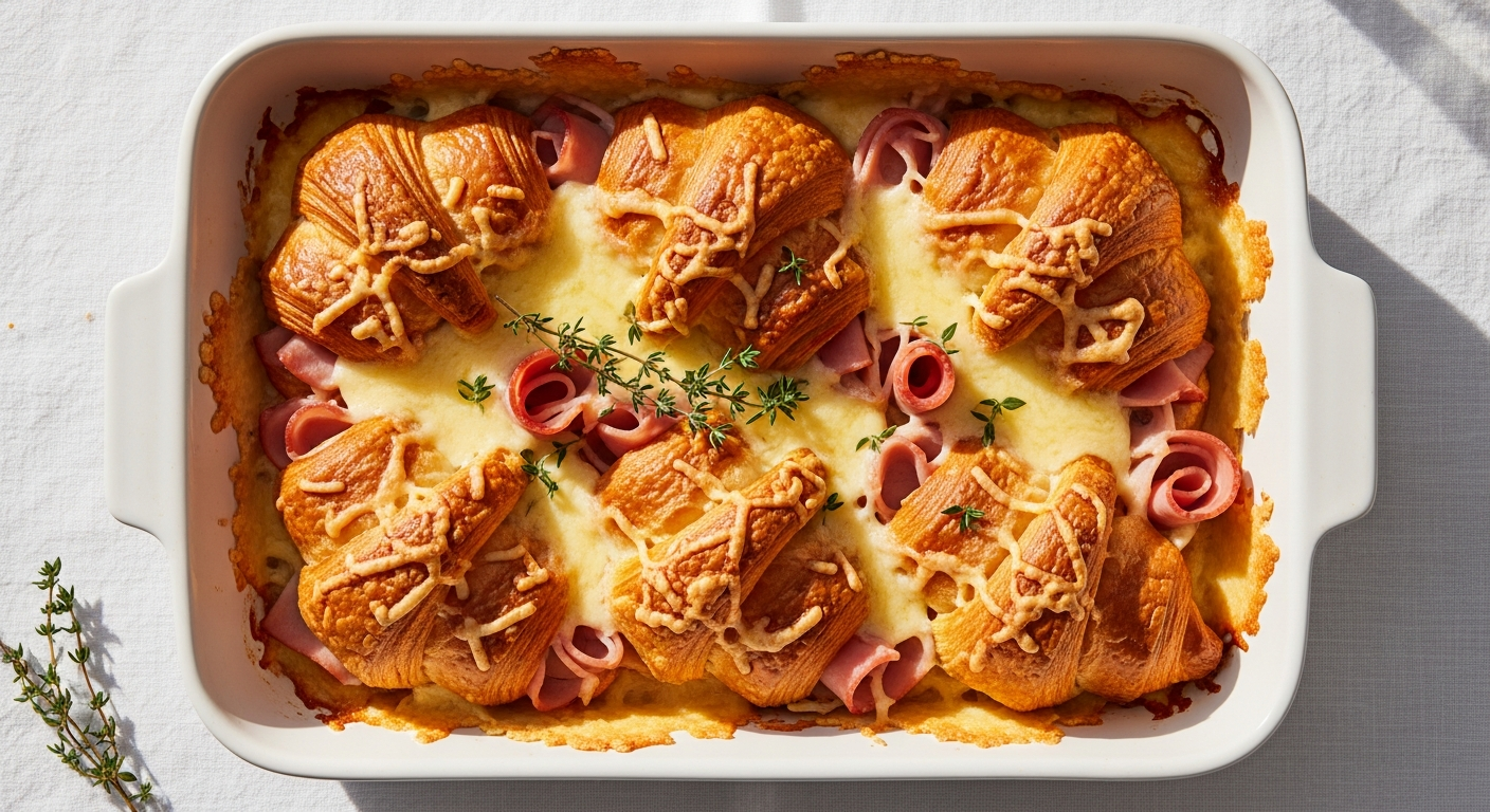 Ham and Cheese Croissant Bake