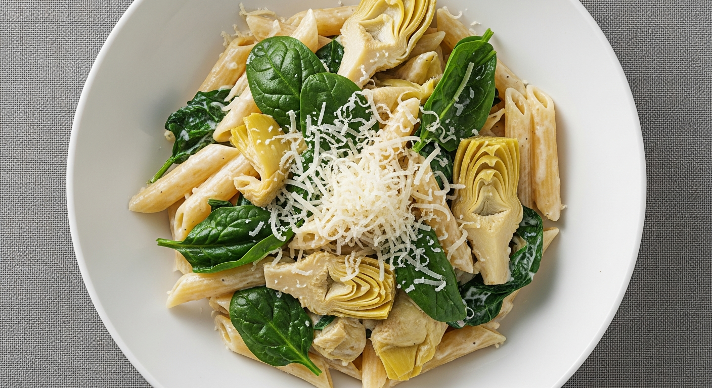 One Pot Spinach and Artichoke Pasta