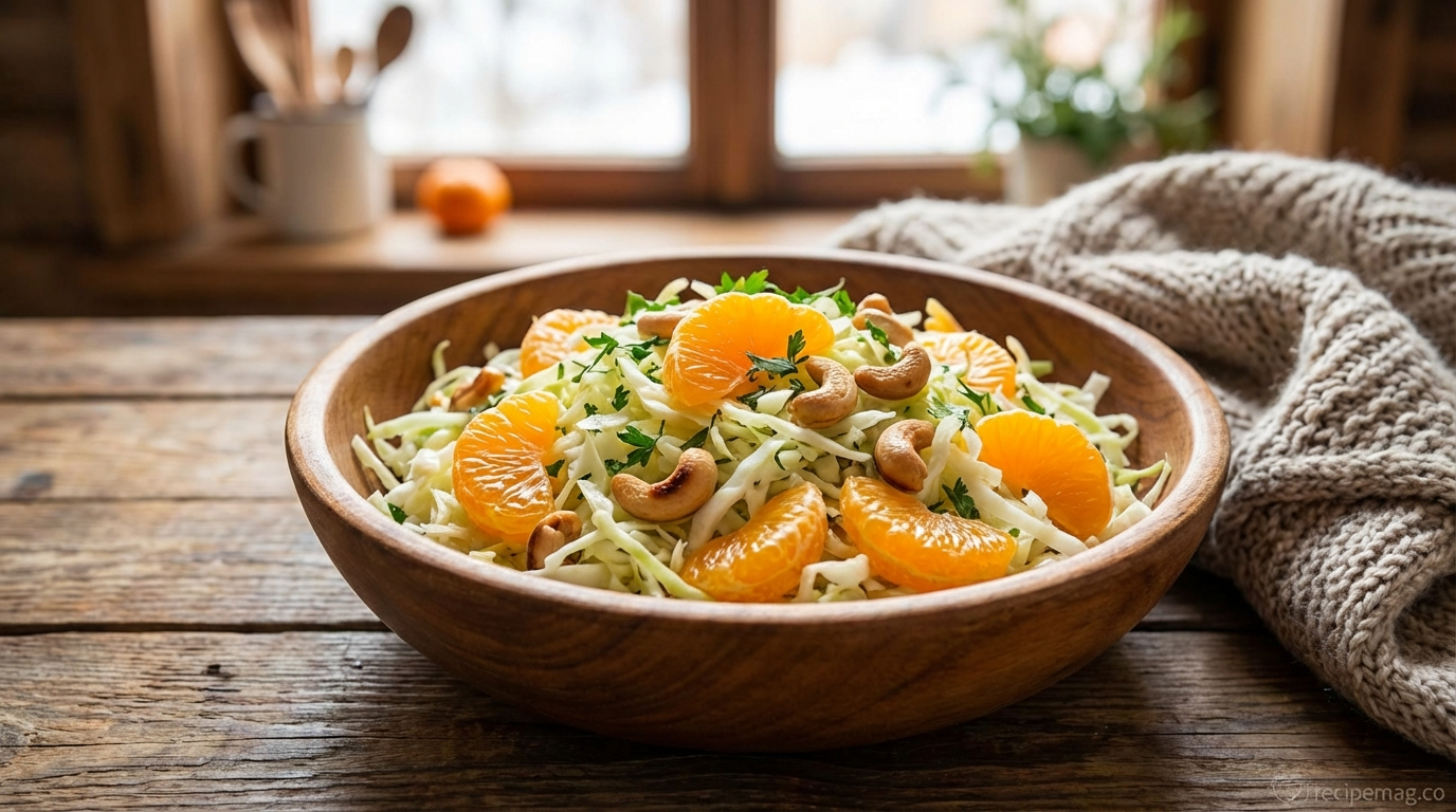 Crisp Winter Cabbage Salad with Mandarins and Cashews