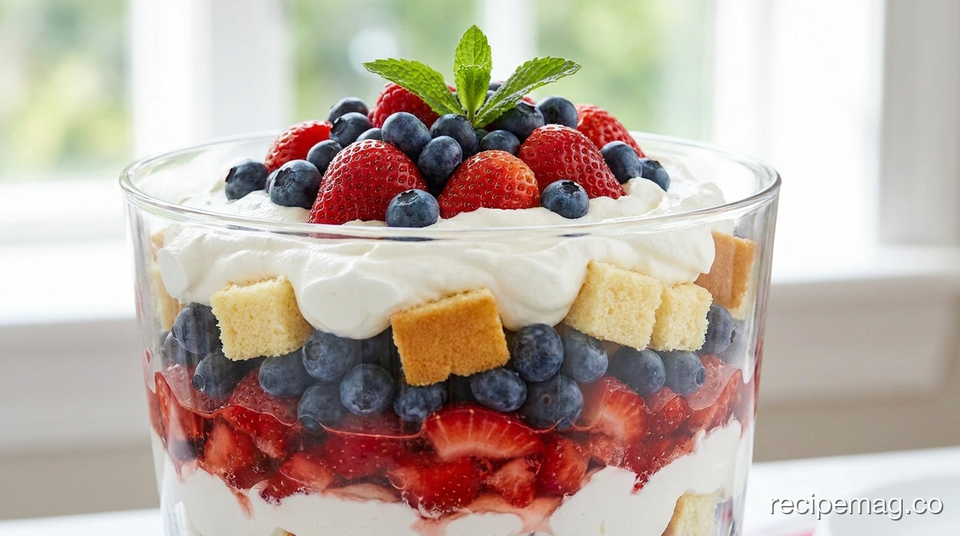 Red, White, and Blue Berry Trifle