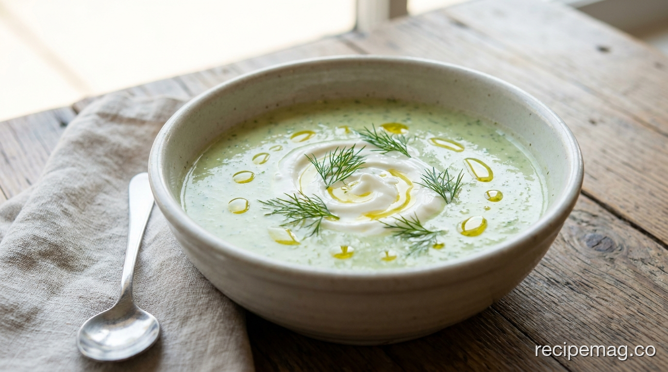 Chilled Cucumber Mint Soup with Greek Yogurt
