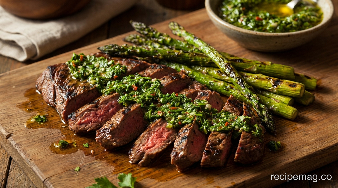 Chimichurri Skirt Steak with Grilled Asparagus