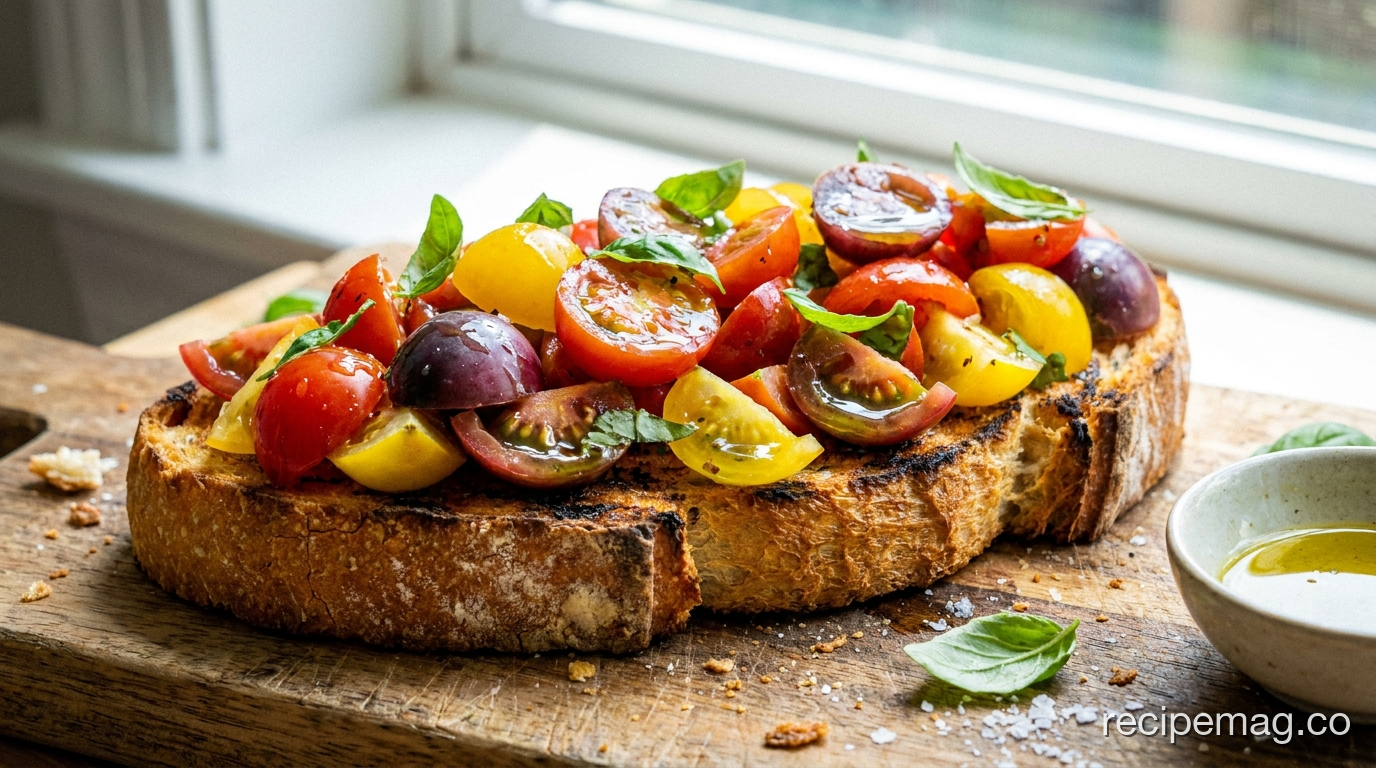 Heirloom Tomato Bruschetta with Garlic-Basil Oil