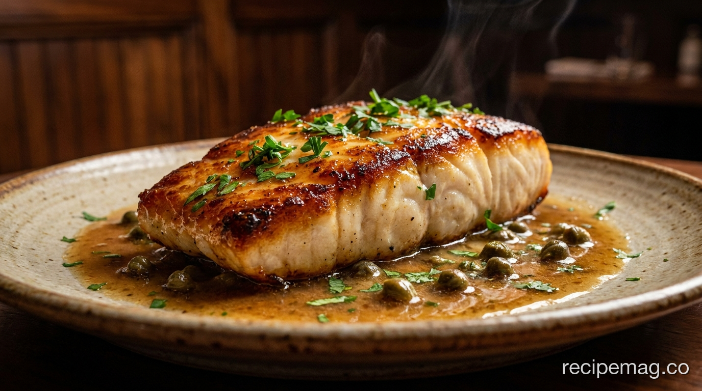 Pan-Seared Halibut with Brown Butter, Lemon, and Capers
