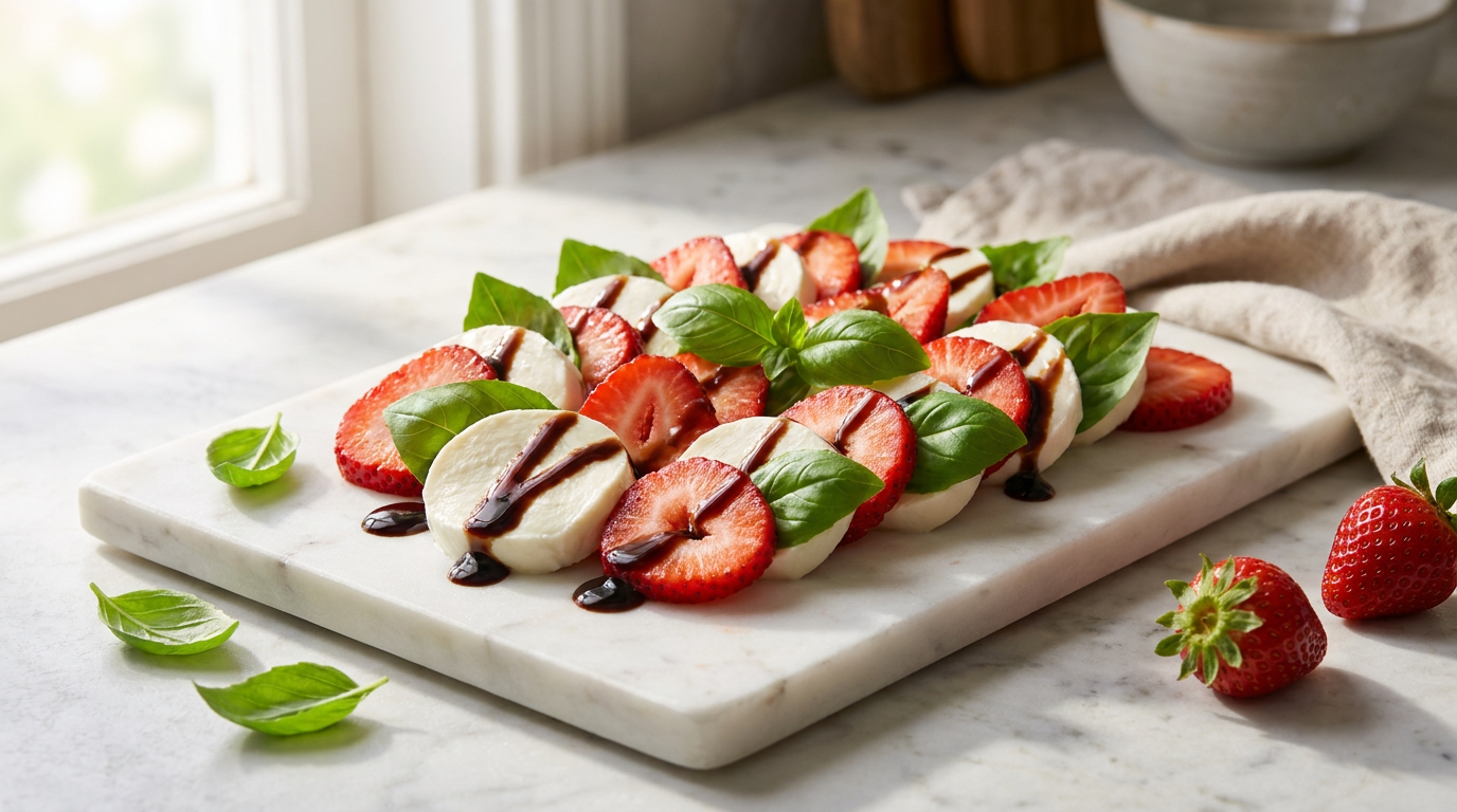 Easy Strawberry Caprese Salad with Balsamic Glaze
