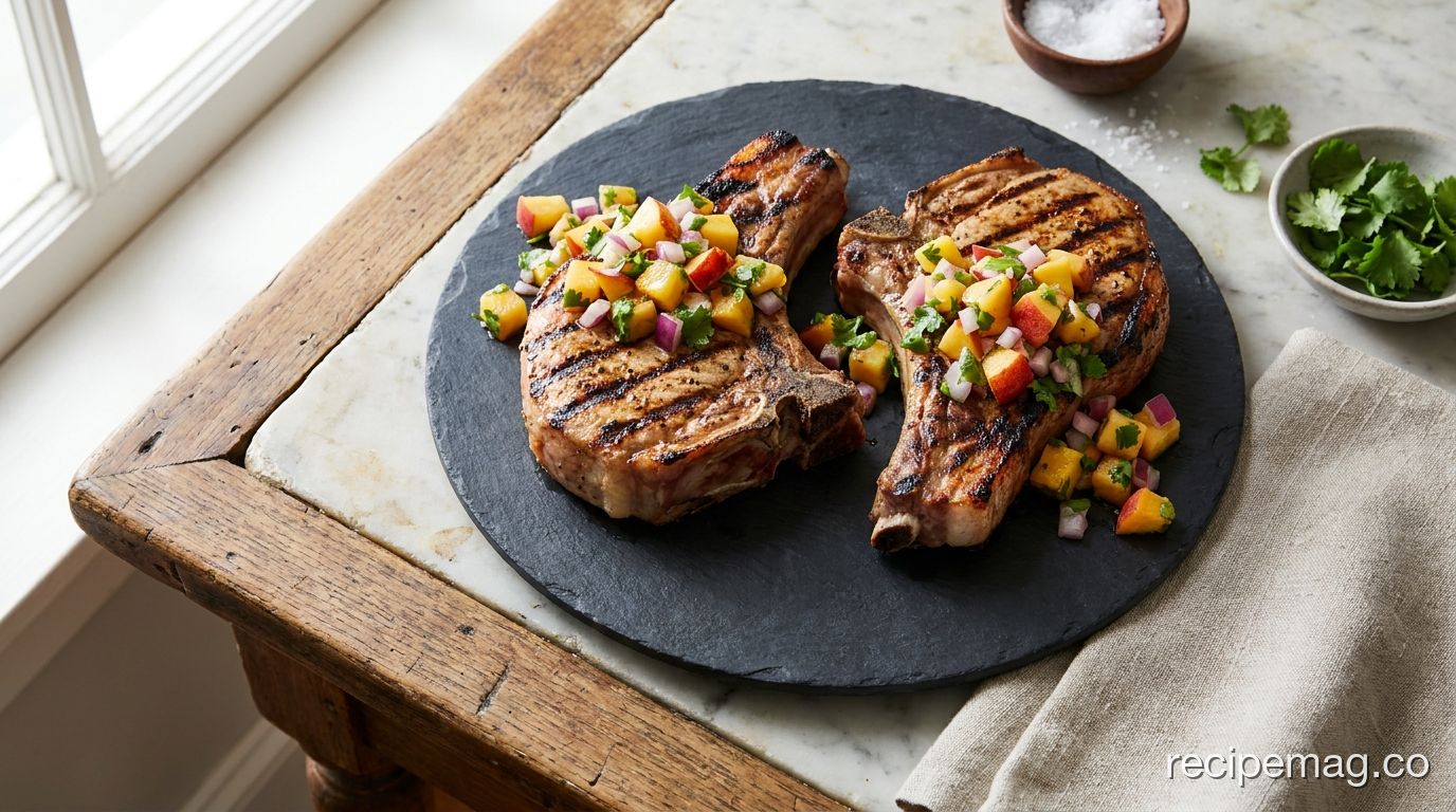 Grilled Pork Chops with Peach Salsa
