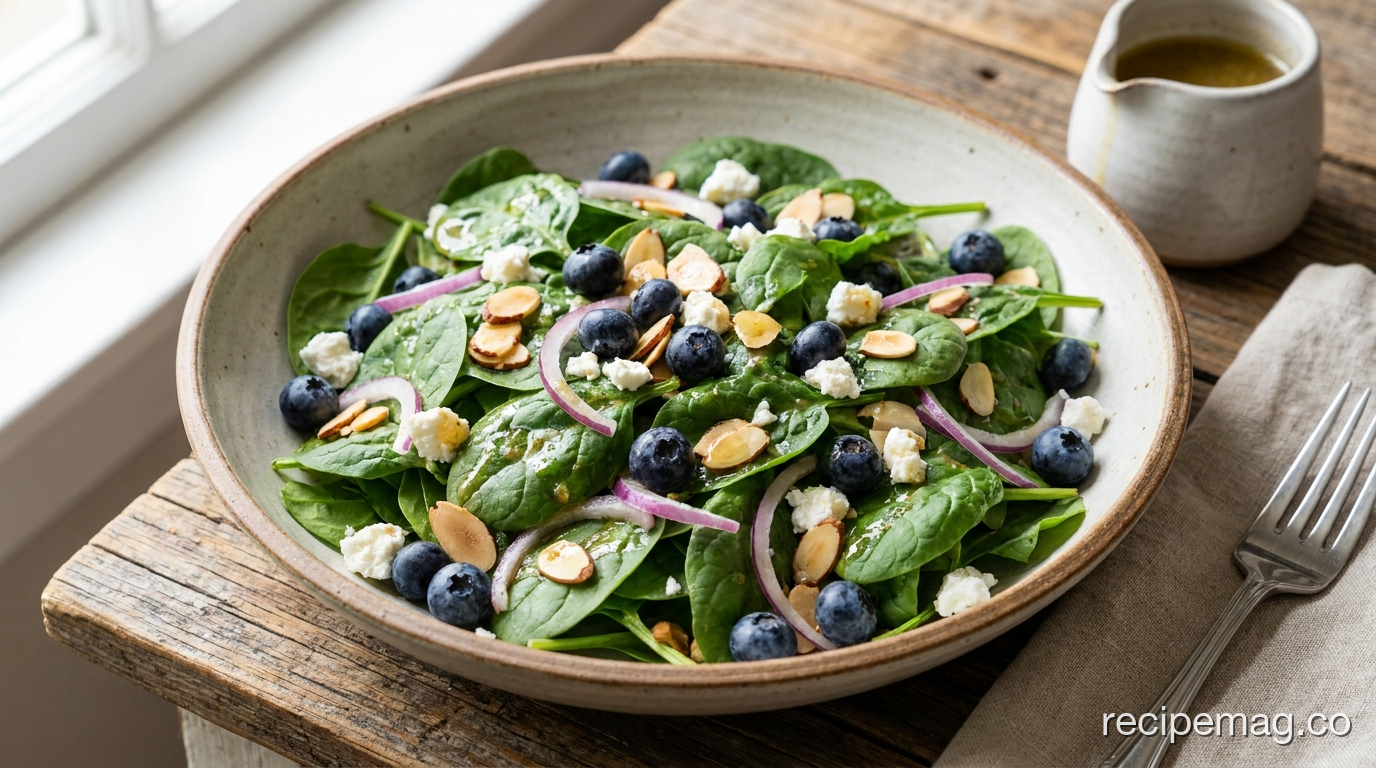 Blueberry Almond Spinach Salad