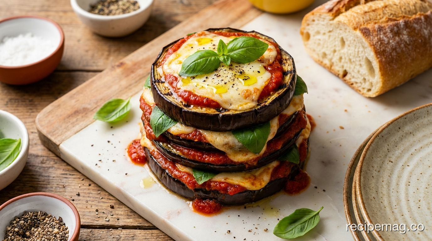 Grilled Eggplant Parmesan Stacks