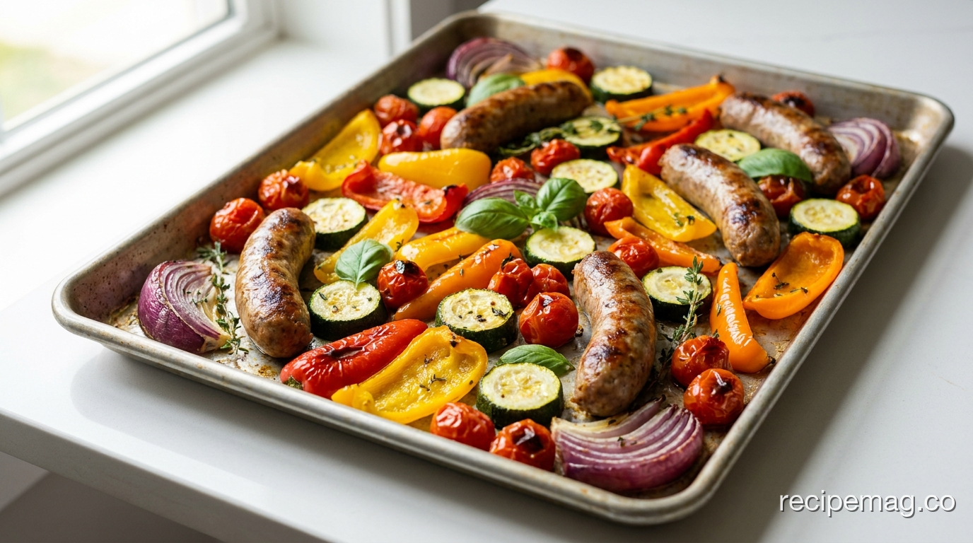 Sheet Pan Sausage and Summer Vegetables