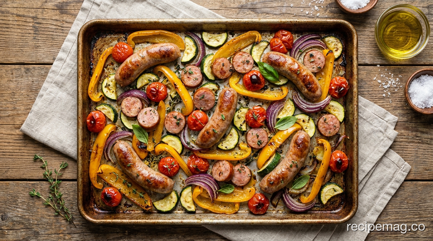 Sheet-Pan Sausage and Summer Vegetables