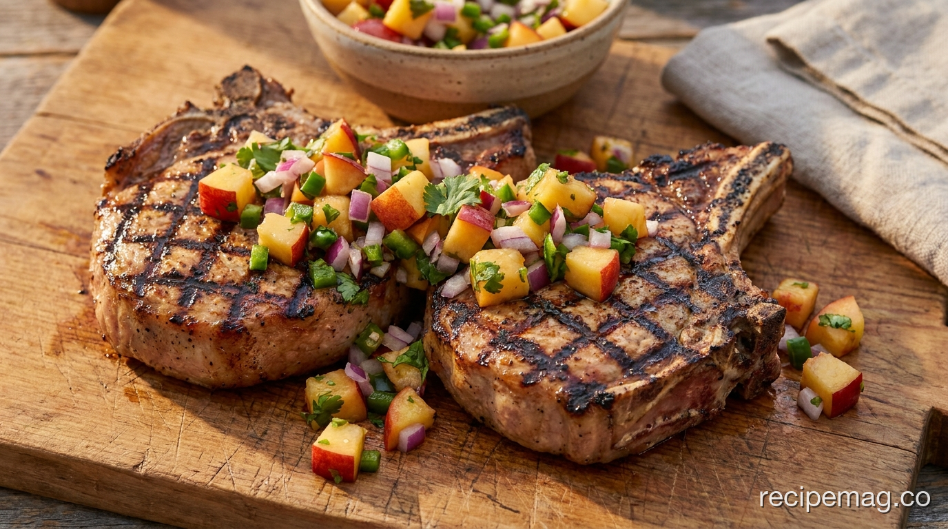 Grilled Pork Chops with Nectarine Salsa