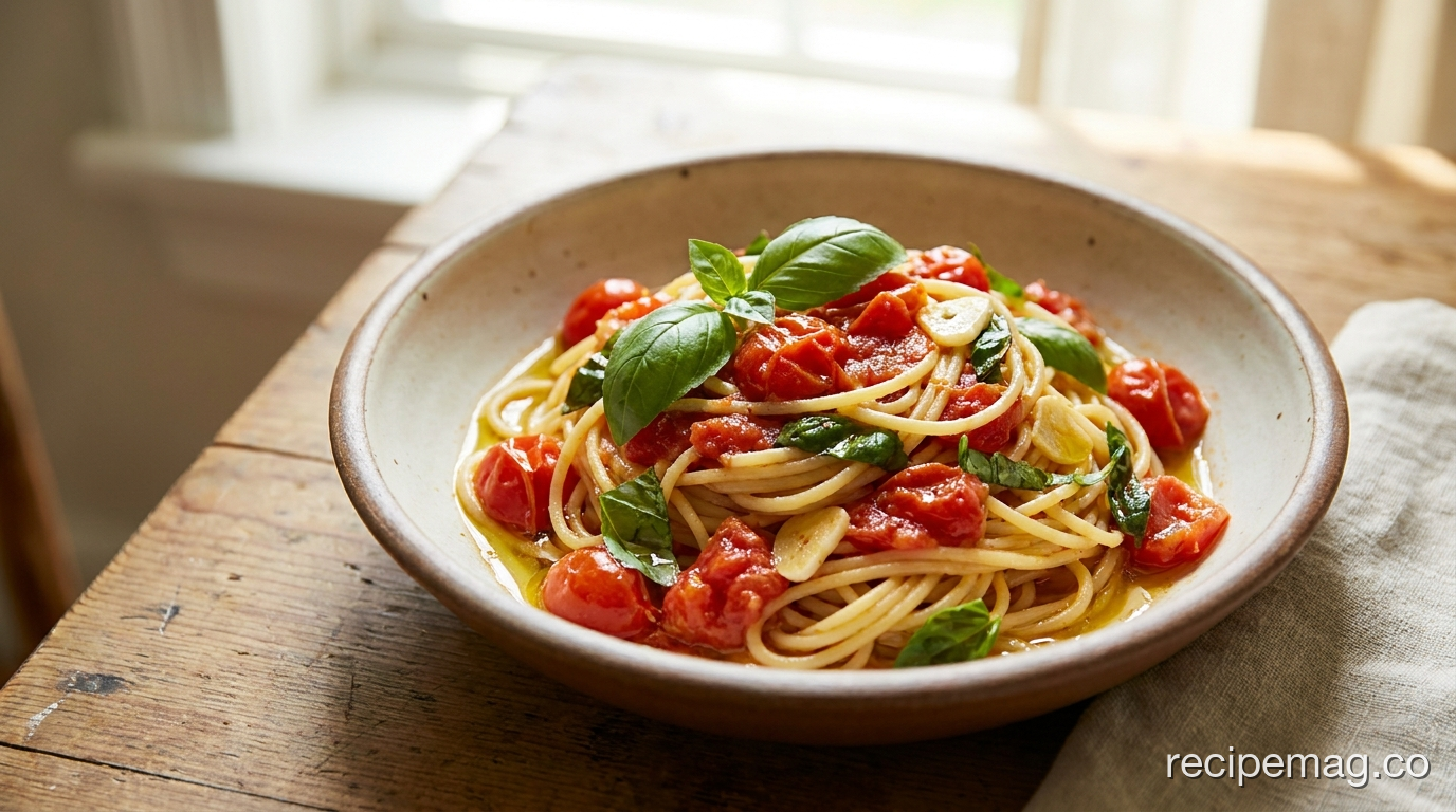Fresh Tomato Basil Pasta (No-Cook Sauce)