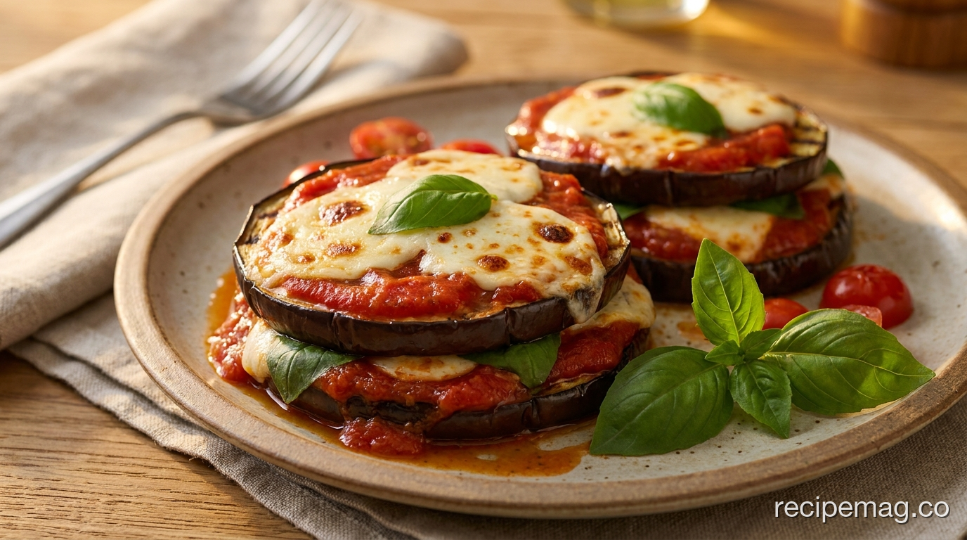 Grilled Eggplant Parmesan Stacks