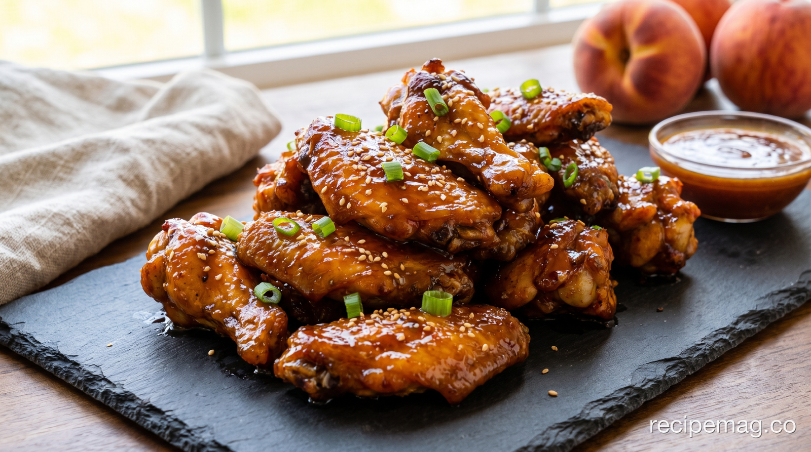 Bourbon Peach BBQ Chicken Wings