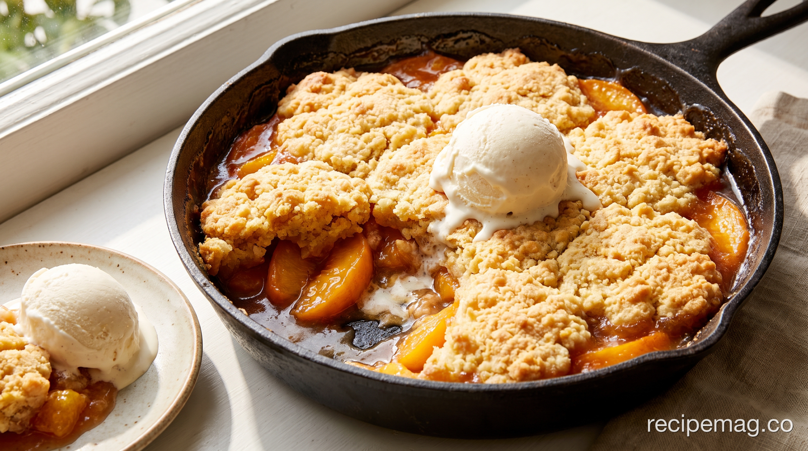 Peach Cobbler with Buttermilk Biscuit Topping