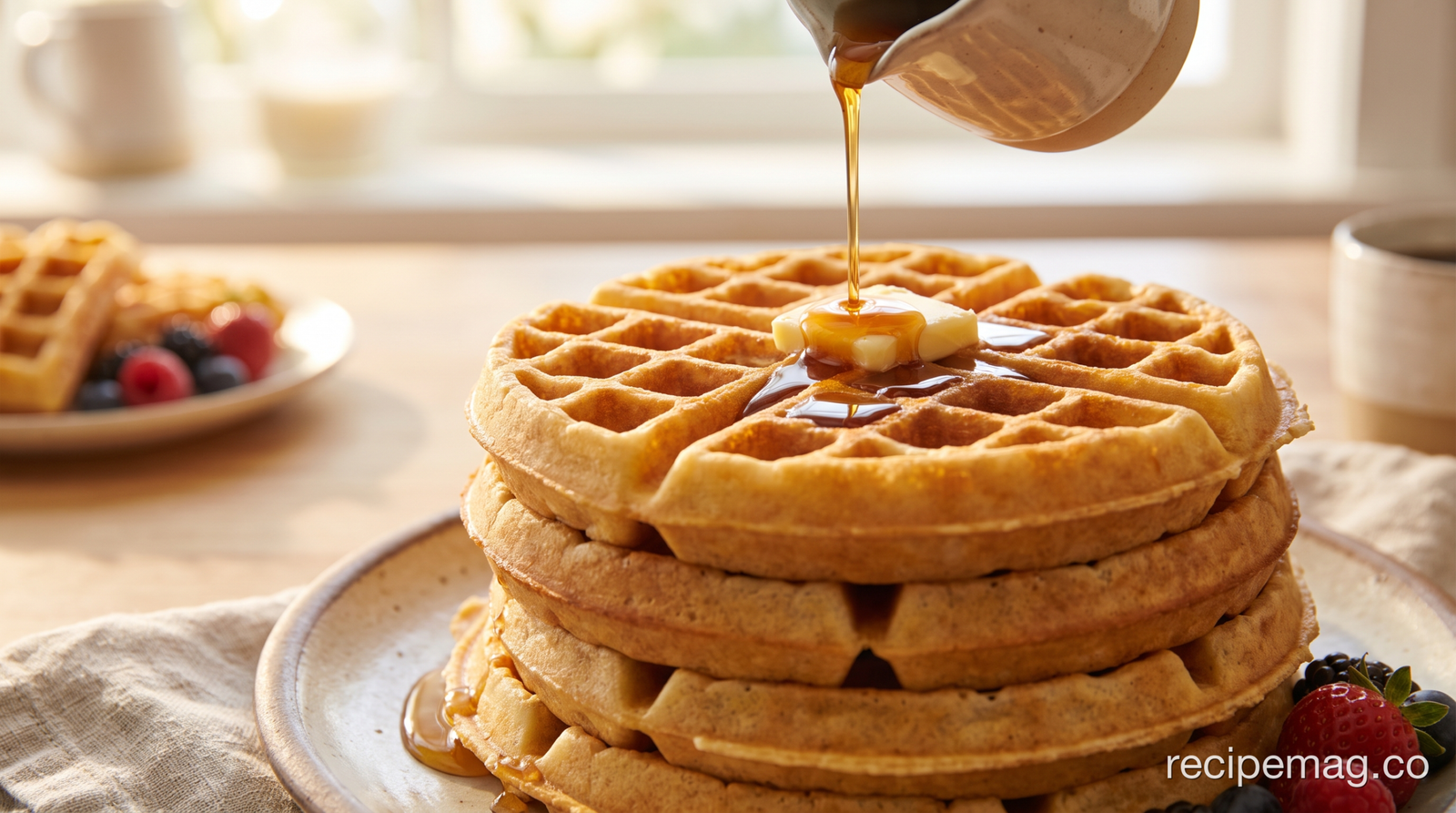 Crispy Buttermilk Waffles from Scratch